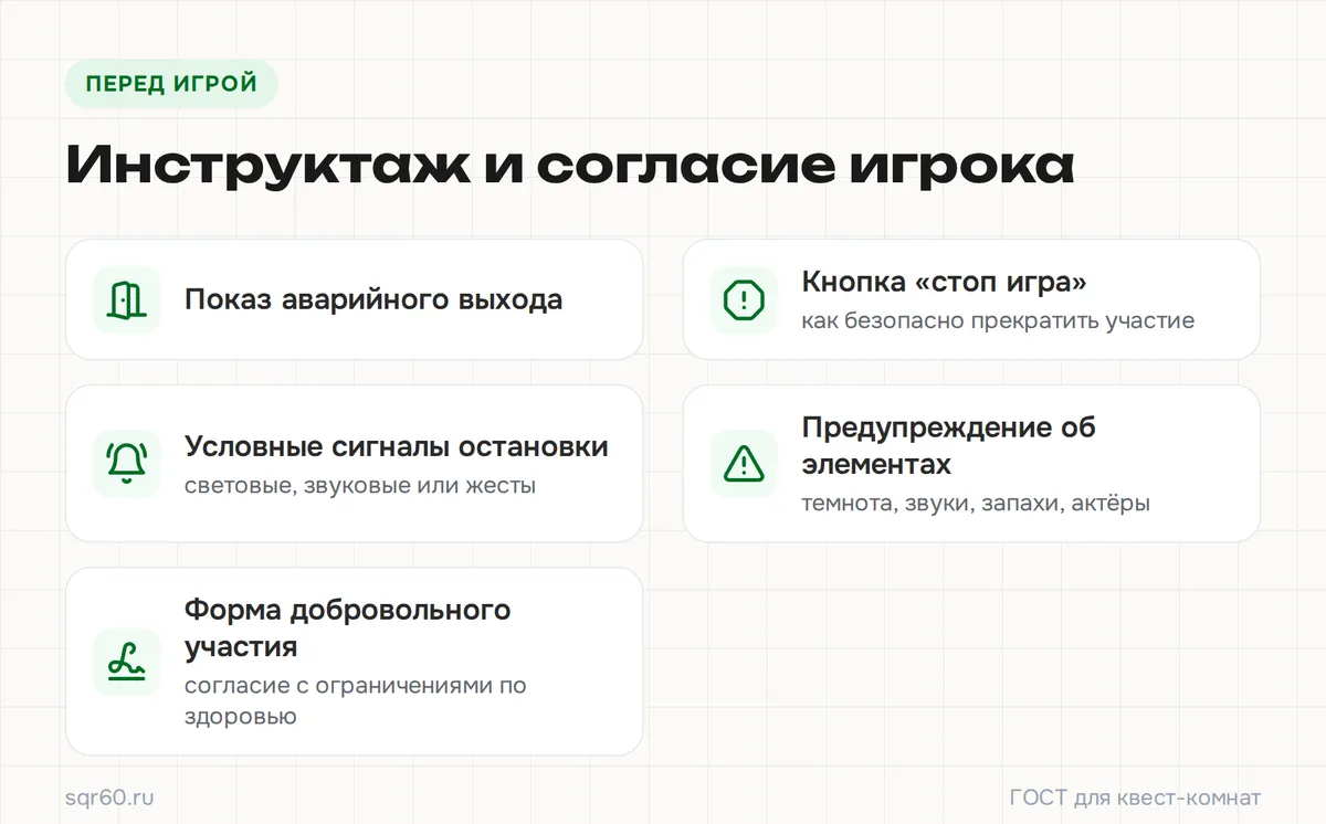 Инфографика: что входит в инструктаж перед игрой по ГОСТу