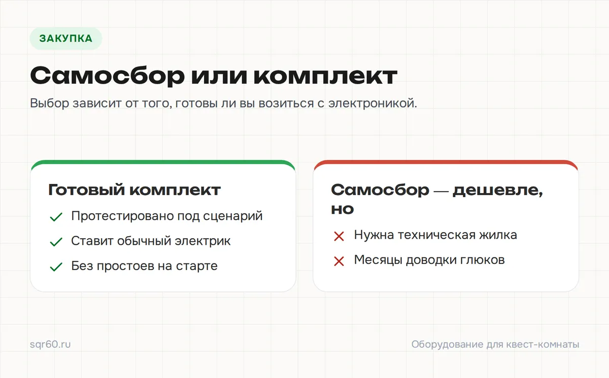 Сравнение самосбора оборудования и готового инженерного комплекта